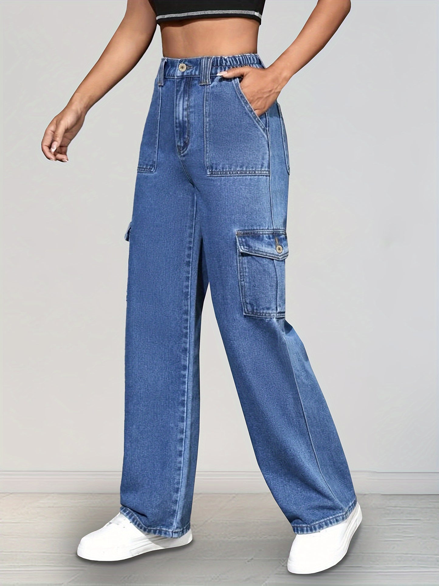 Lichtblauwe Losse Cargo Jeans - Nova