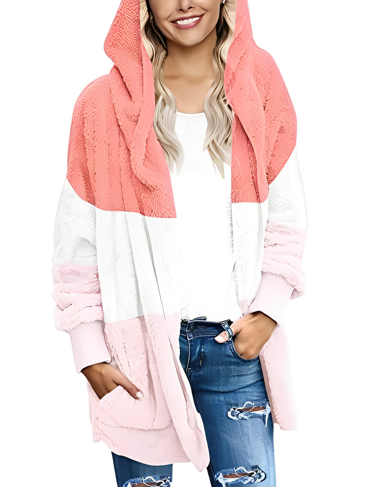 CozyChic Capuchon-Cardigan: Luxueuze, Wijde Damesjas met Zakken