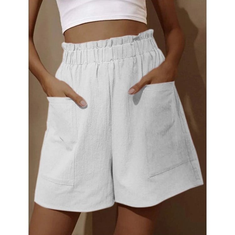 Witte Hoge Taille Shorts - Fleur