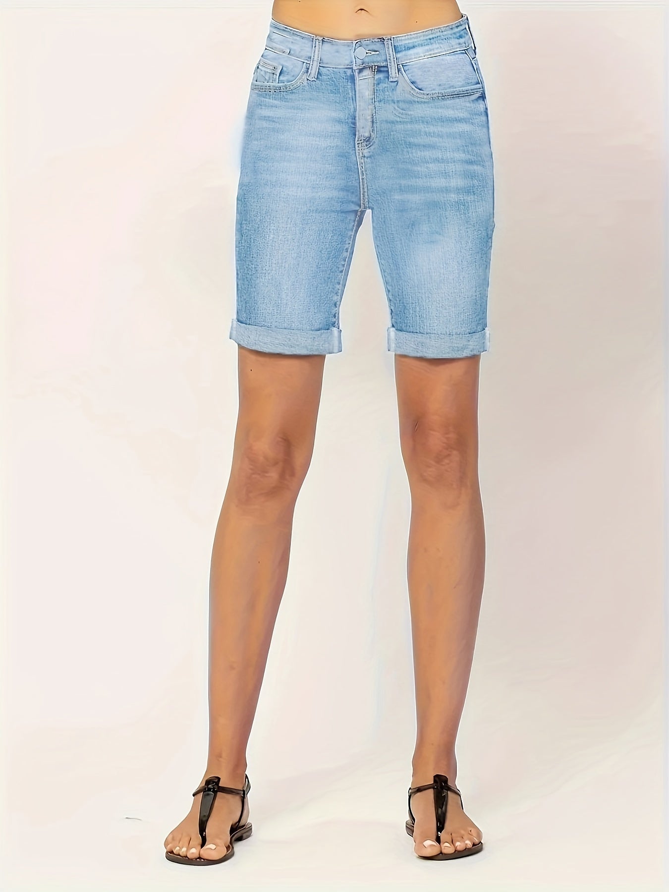 Blauwe Slim Fit Denim Shorts - Eva