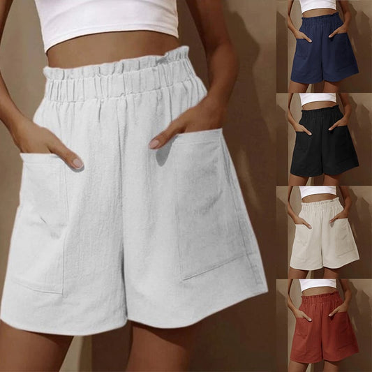 Witte Hoge Taille Shorts - Fleur