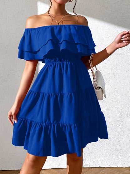 Blauwe Off-Shoulder Jurk - Amara