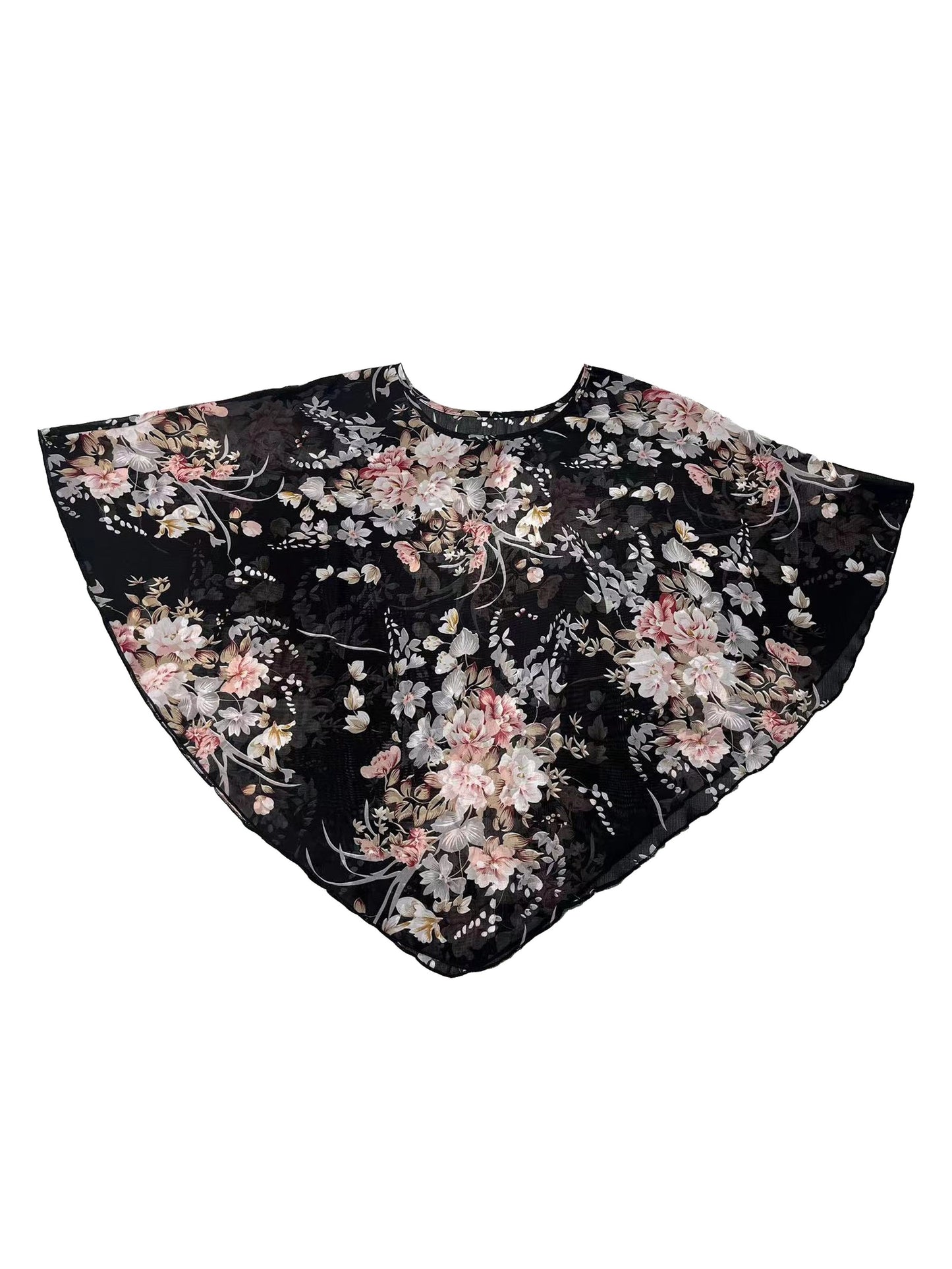 Zwarte Bloemenprint Asymmetrische Blouse - Noor