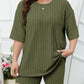 Grijze Plus Size Geribde Lounge Set - Emma