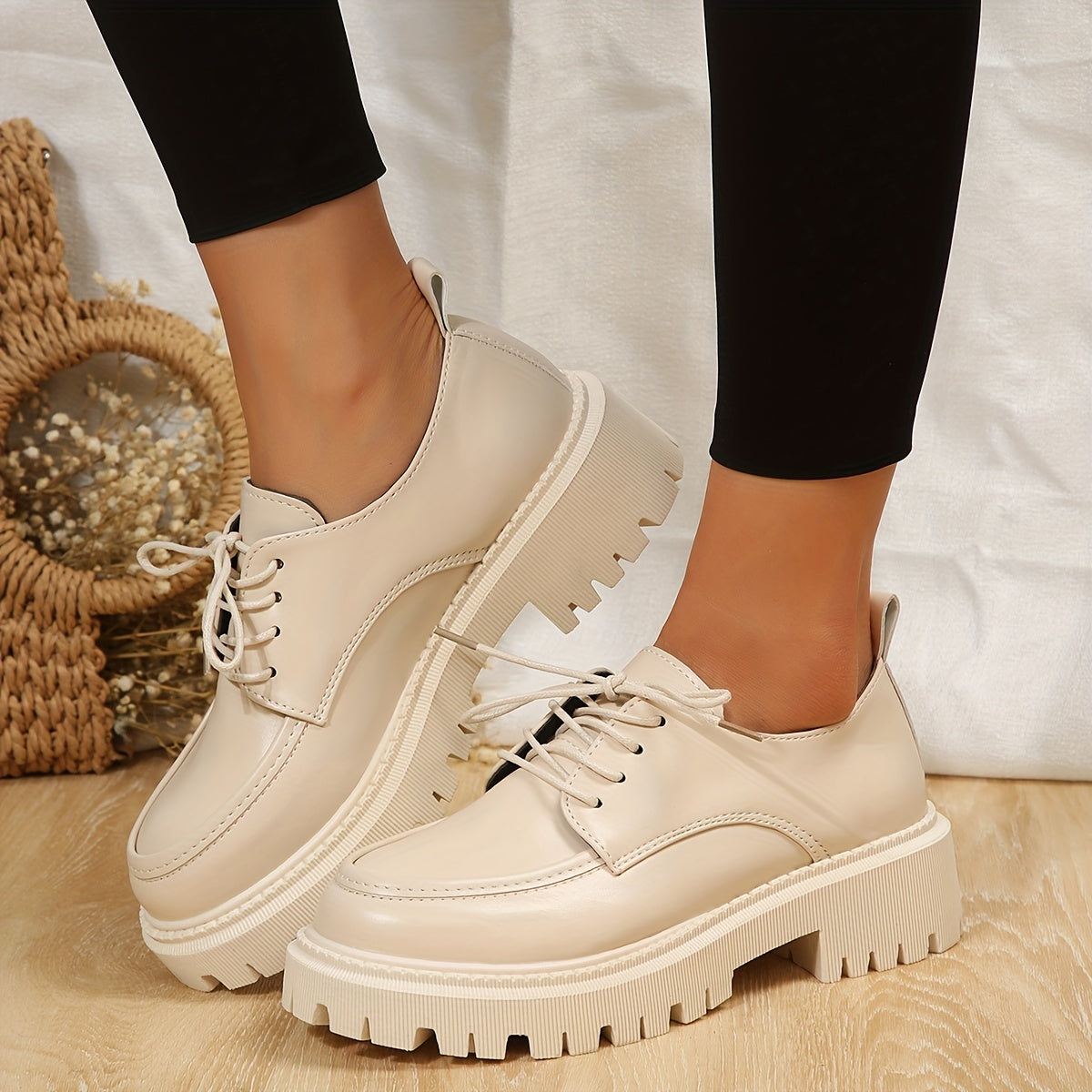 Beige Orthopedische Veterschoenen - Mia