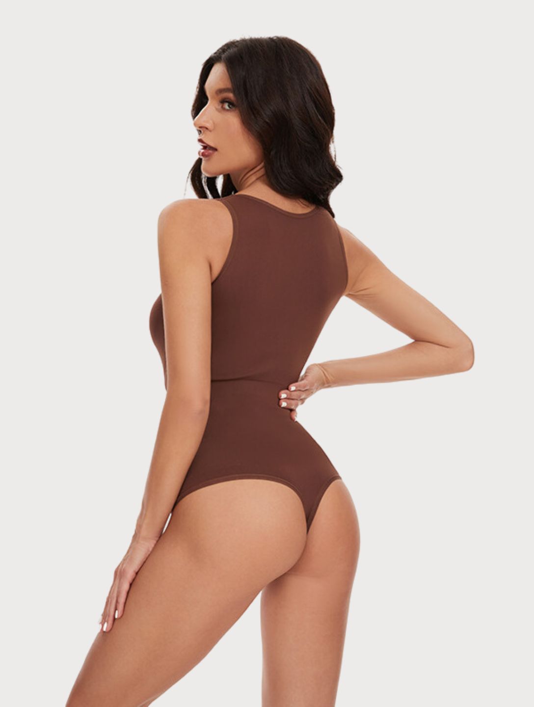 Nina - Beige Ronde Hals Bodysuit