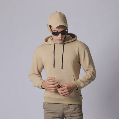 Luxe Comfort Beige Hoodie: Premium Fleece voor Heren