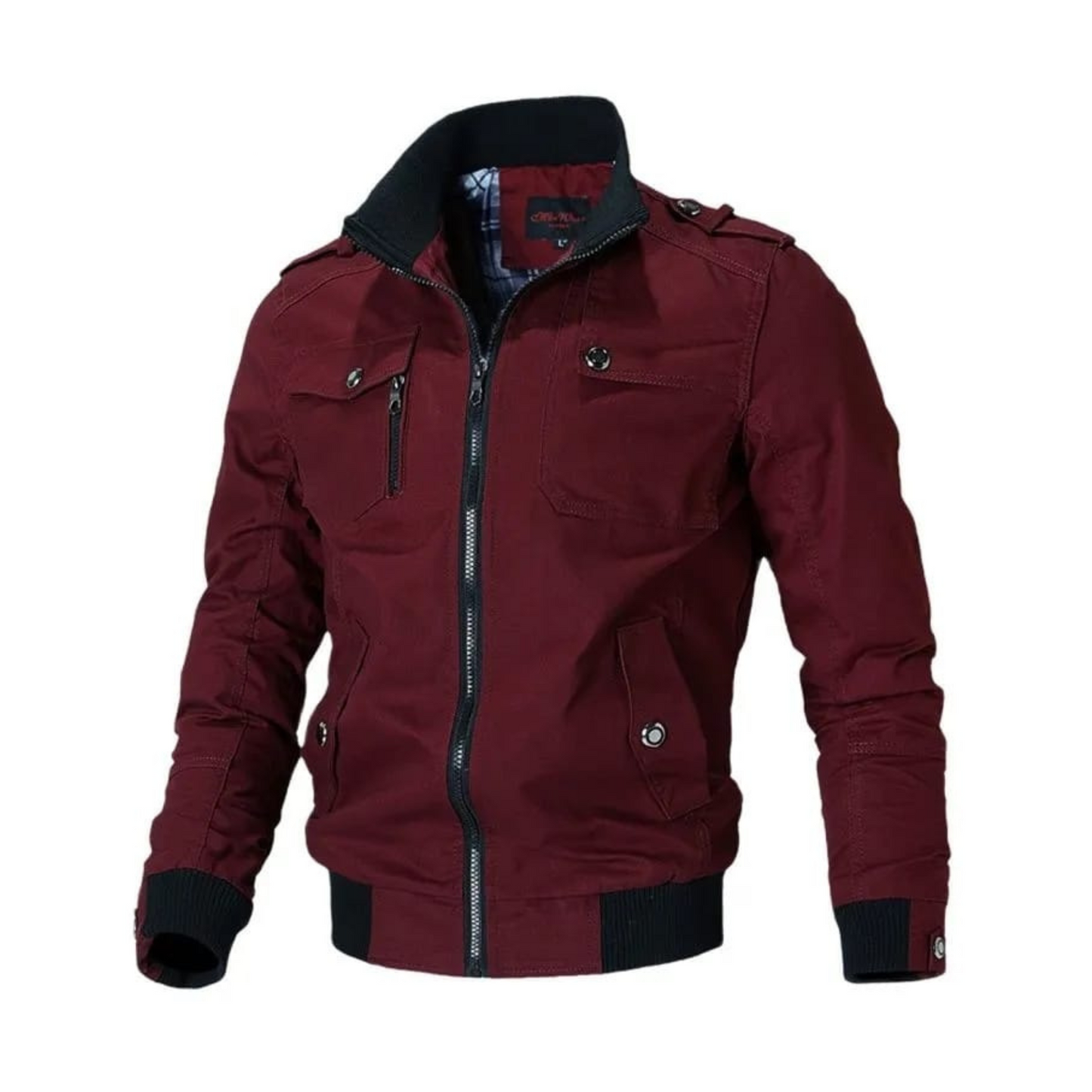 Finesse Winter Mouwen Geritste Jas - Stijlvol Contrast Zak Bomber voor Mannen