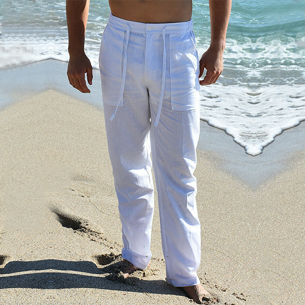 Ademende Zomer Linnen Broek voor Heren - Koel, Comfortabel en Stijlvol met Elastische Taillekoord Strand Yoga Broek