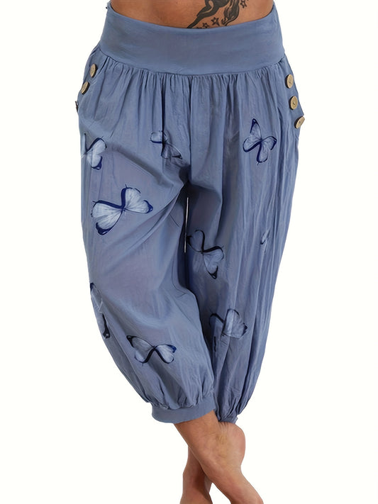 Blauwe Vlinder Capri Broek - Anna