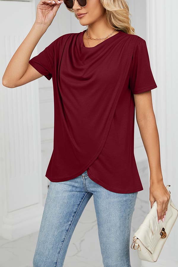 Chique Halswikkel T-shirt – Casual Elegantie