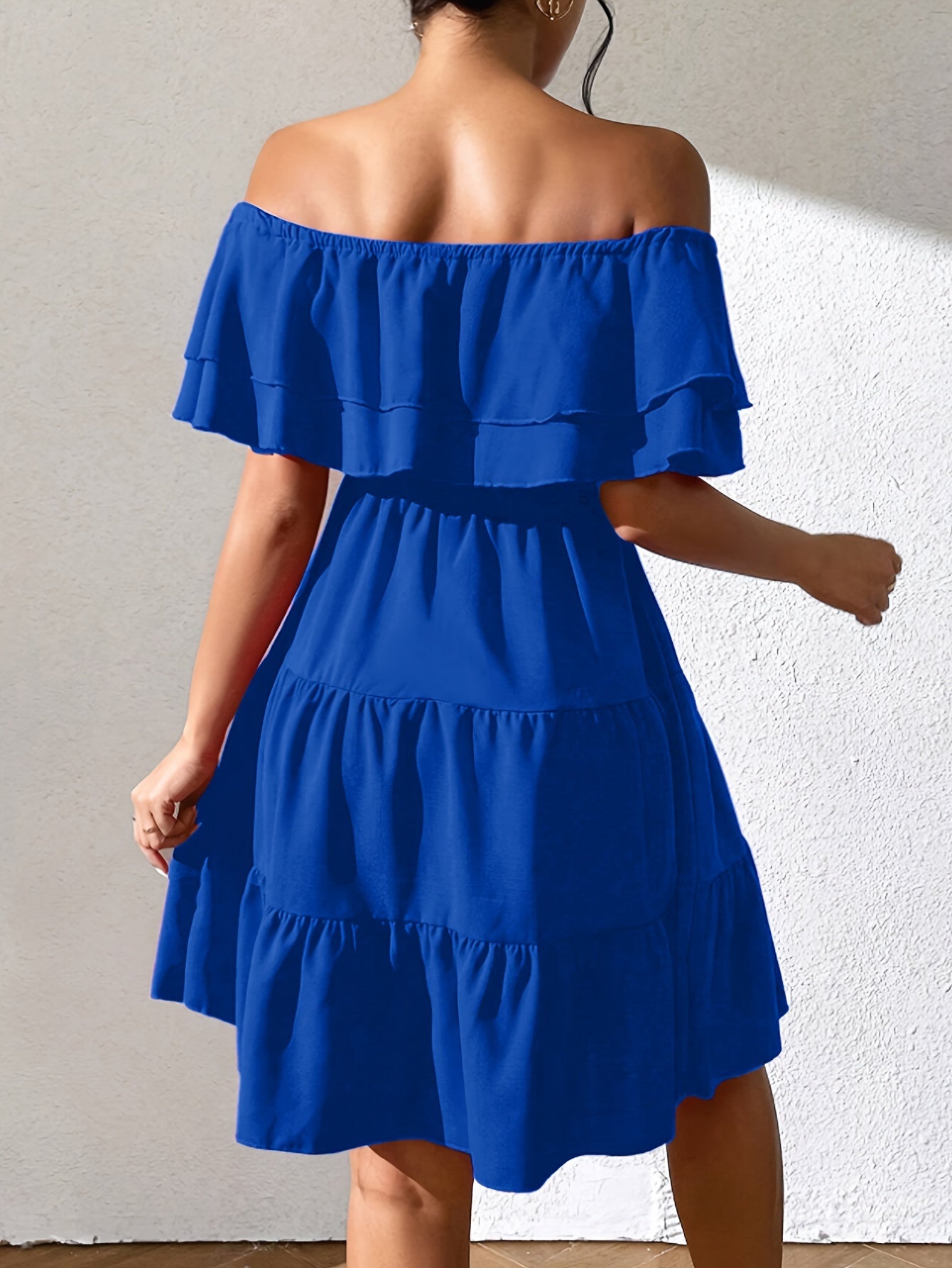 Blauwe Off-Shoulder Jurk - Amara