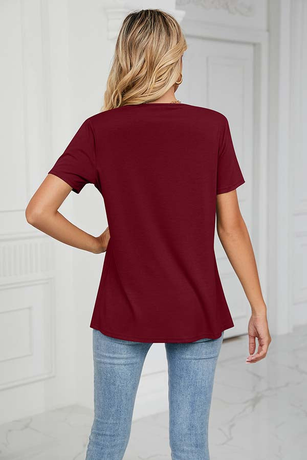 Chique Halswikkel T-shirt – Casual Elegantie