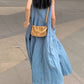 Charmante Blauwe Vintage Maxi-jurk