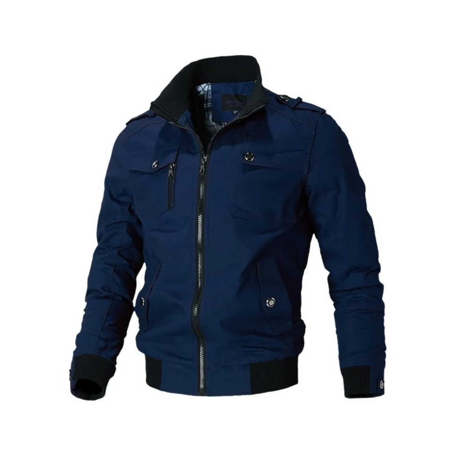 Finesse Winter Mouwen Geritste Jas - Stijlvol Contrast Zak Bomber voor Mannen