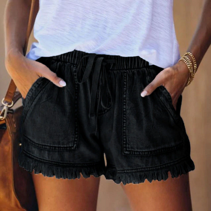 Risa - Zwarte Denim Shorts Dames