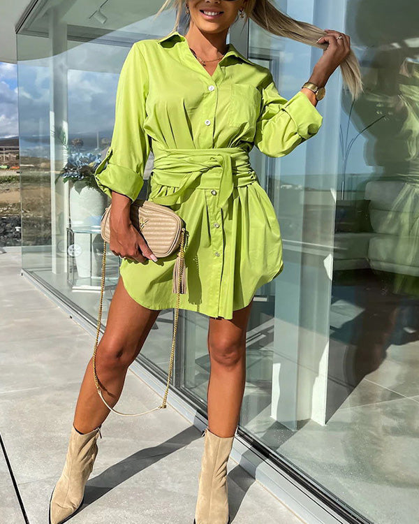 Neon Groene Lange Shirtjurk - Jade