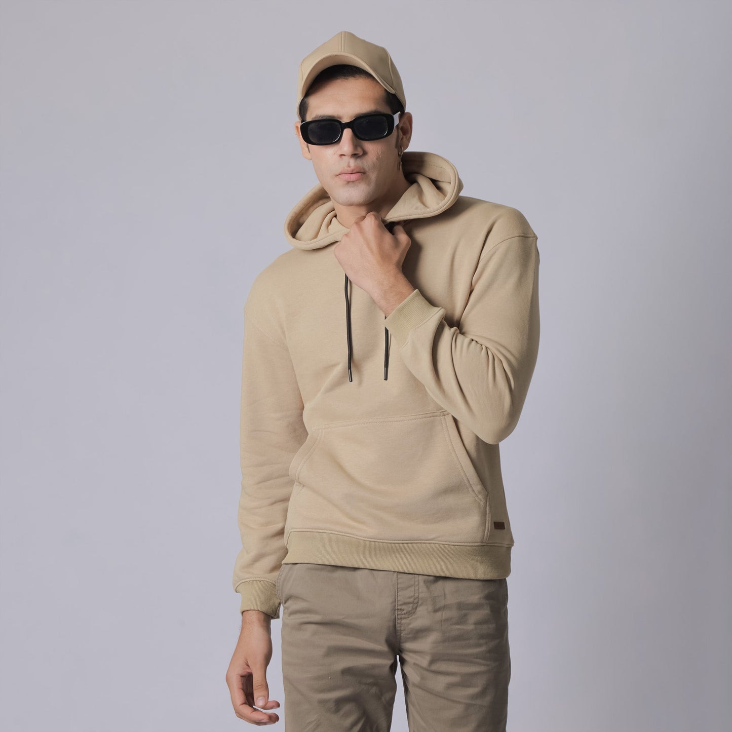 Luxe Comfort Beige Hoodie: Premium Fleece voor Heren