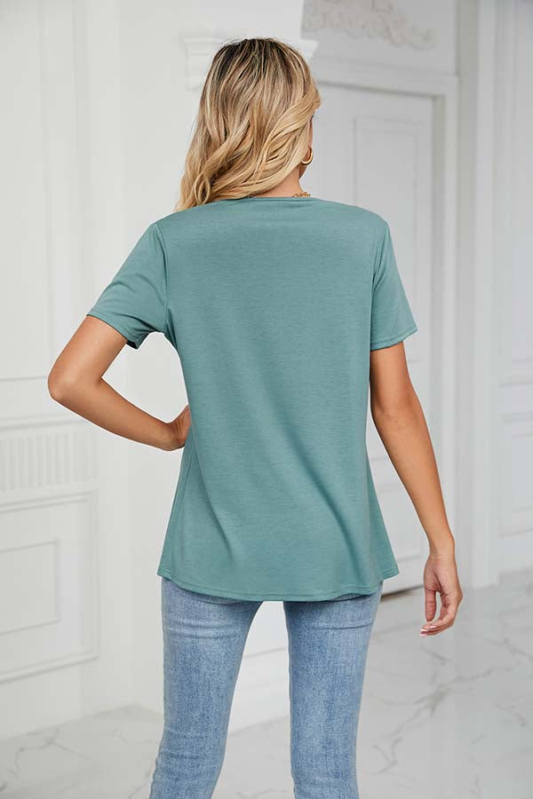 Chique Halswikkel T-shirt – Casual Elegantie