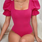 Rode Vierkante Hals Bodysuit - Nina