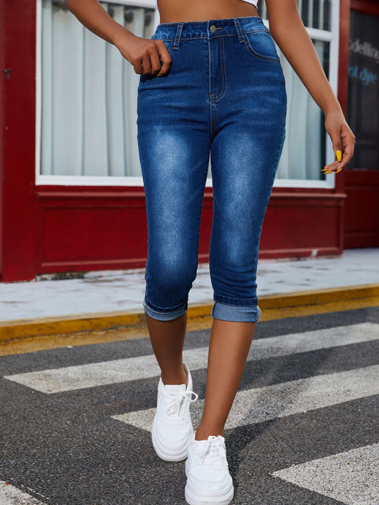 Blauwe Mid-Stretch Capri Jeans - Emma