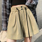 Khaki Hoge Taille Shorts - Naomi