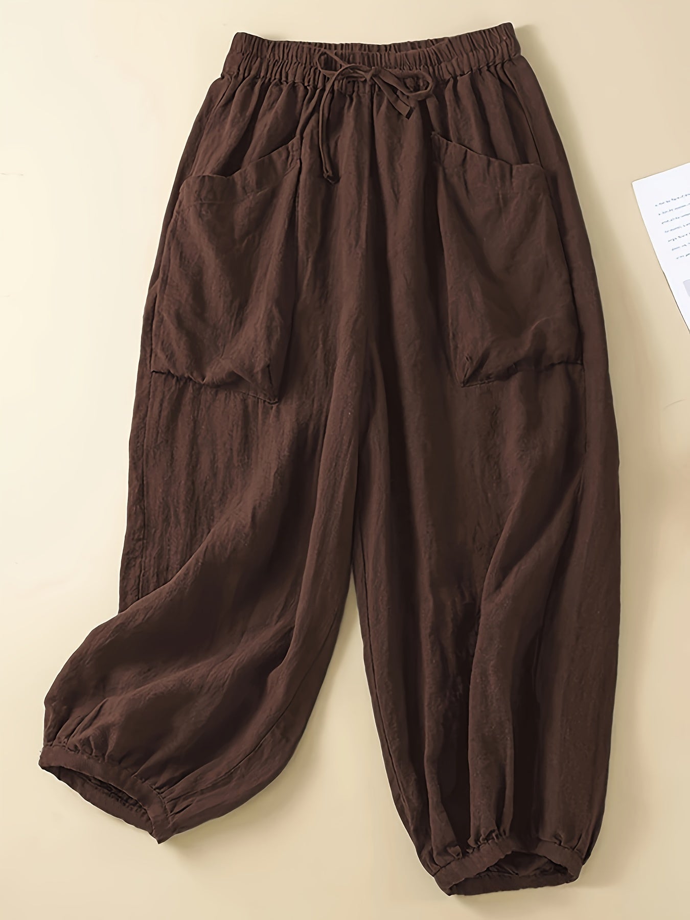 Koffiekleurige Plus Size Baggy Broek - Lena