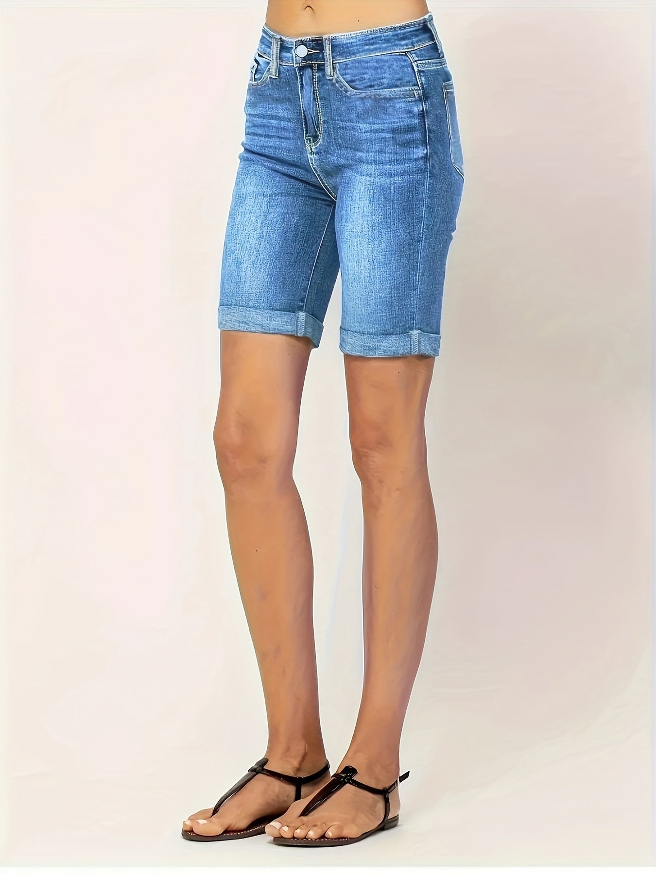 Blauwe Slim Fit Denim Shorts - Eva