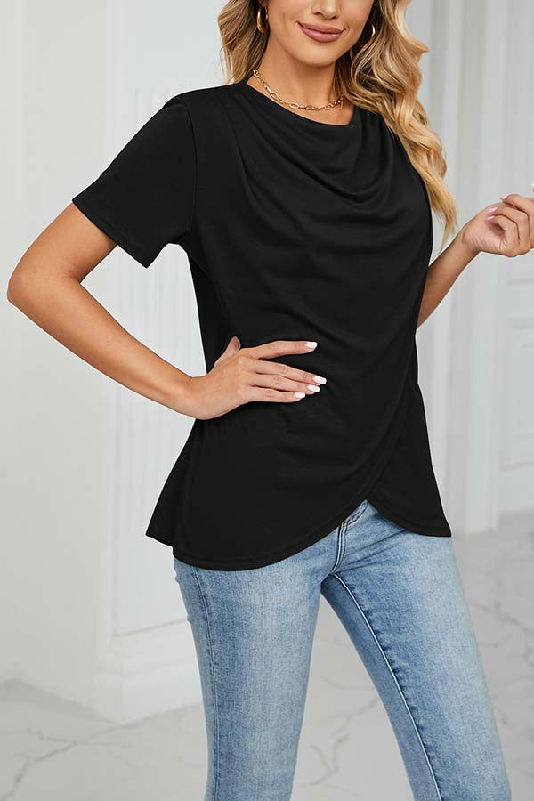 Chique Halswikkel T-shirt – Casual Elegantie