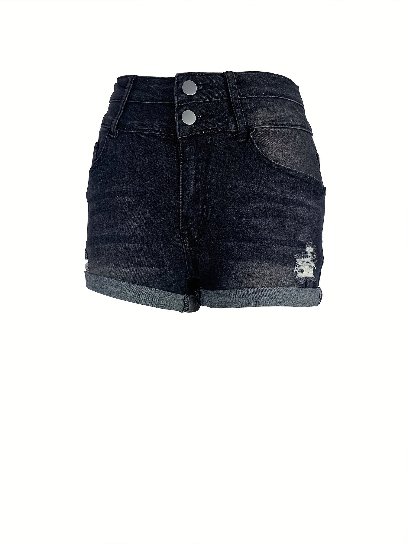 Lichtblauwe Gerafelde Denim Shorts - Emma