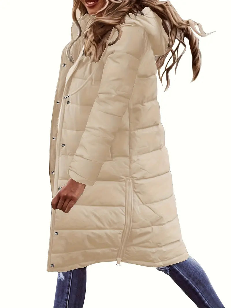 Gezellige Chic: Dames Hooded Puffy Jas - Elegante Warmte voor de Winter