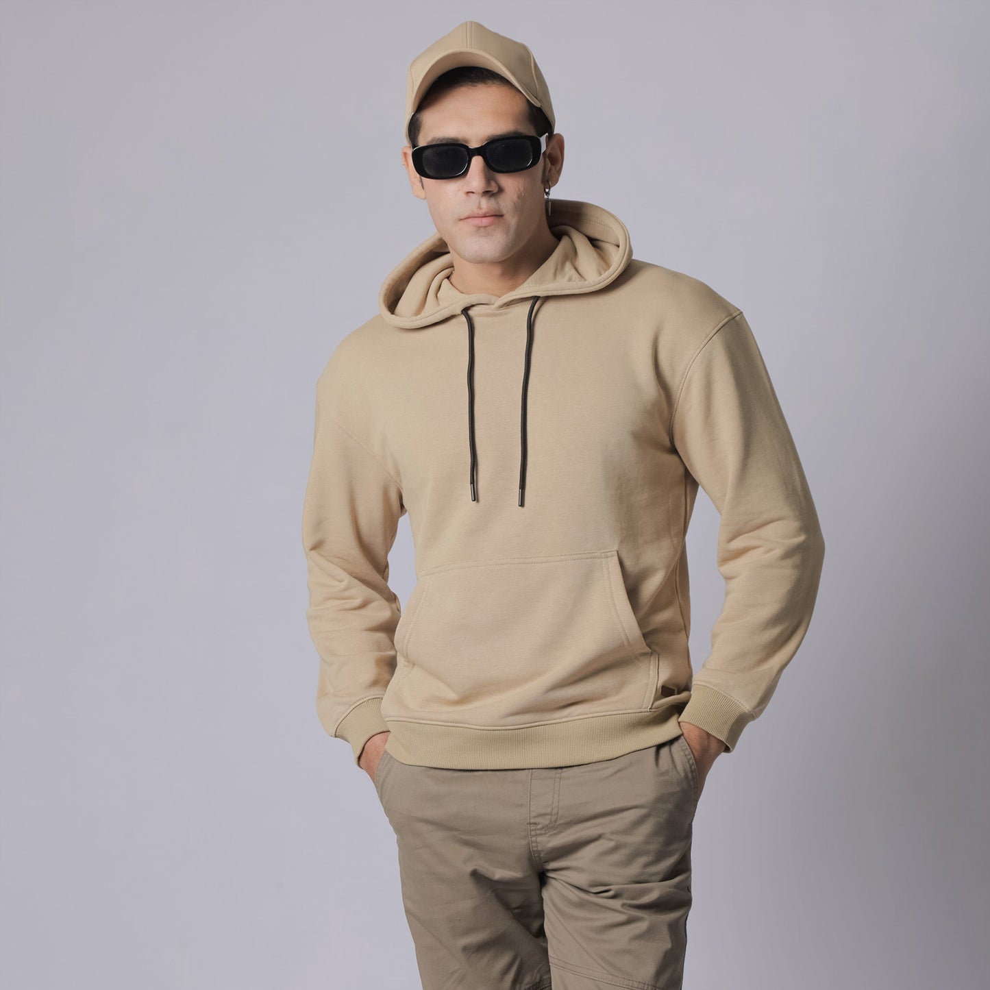 Luxe Comfort Beige Hoodie: Premium Fleece voor Heren