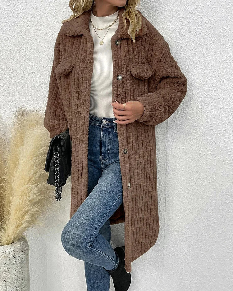 Gezellige Katoenmix Casual Jas - Dik Fleece met Klassieke Shearling Revers