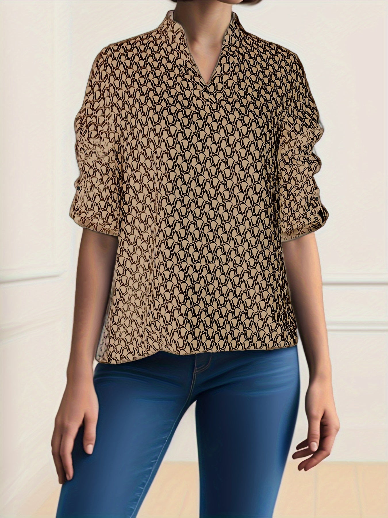 Zwarte Print Blouse - Noor