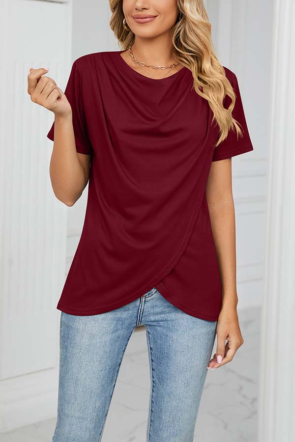 Chique Halswikkel T-shirt – Casual Elegantie