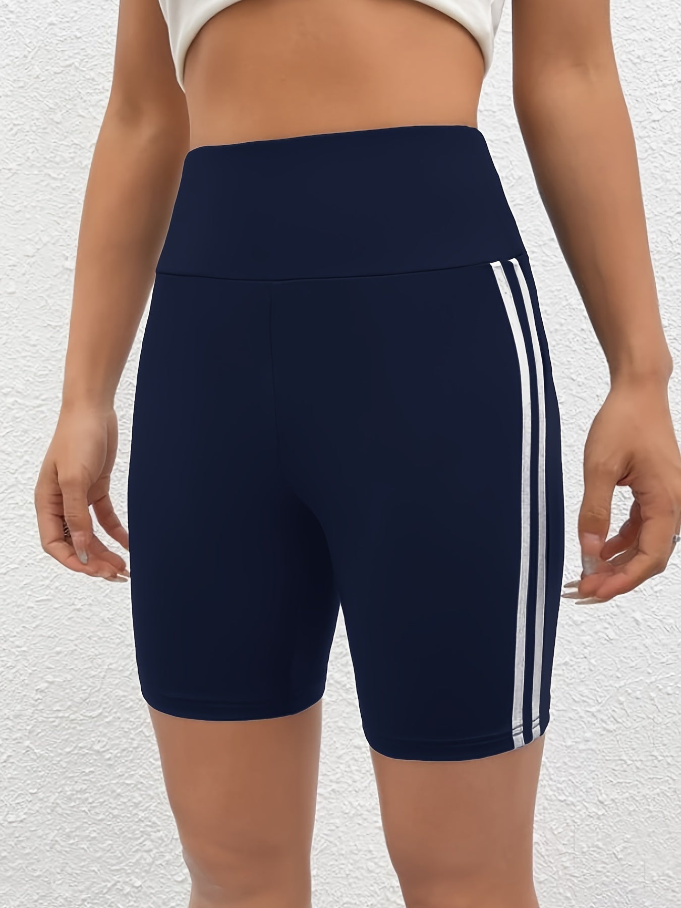 Zwarte Gestreepte Yoga Shorts - Luna