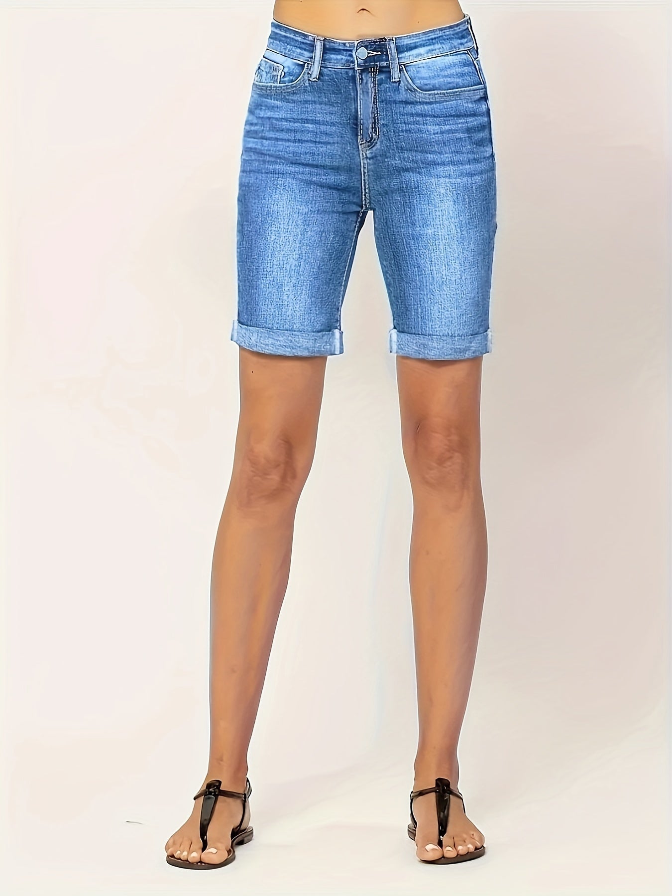 Blauwe Slim Fit Denim Shorts - Eva