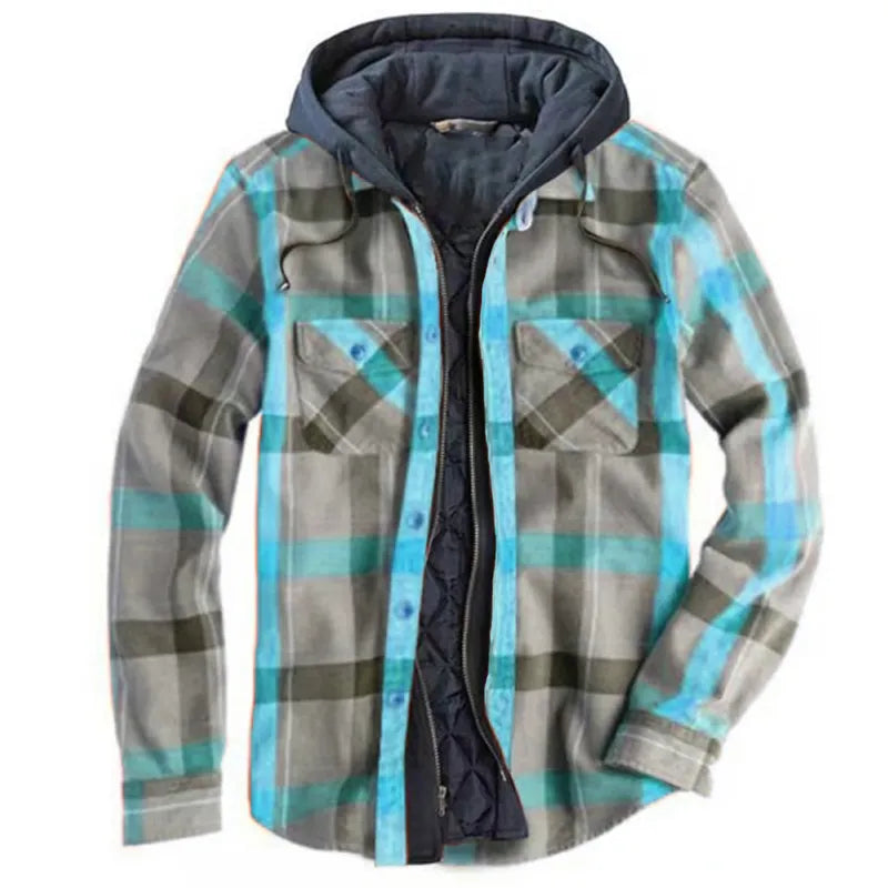 Gezellige Klassieker: Regular-Fit Hooded Flannel Jas - Perfect voor Herfst & Winter Comfort