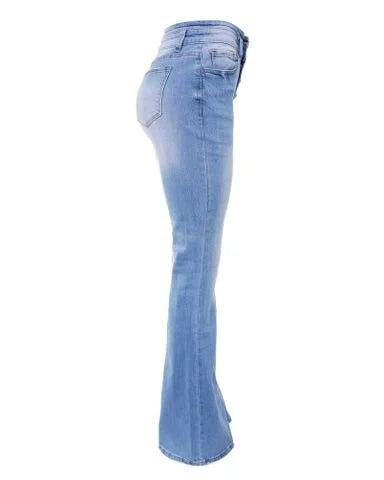 Zoey - Lichtblauwe Denim Broek met Hoge Taille voor een Verleidelijke Look