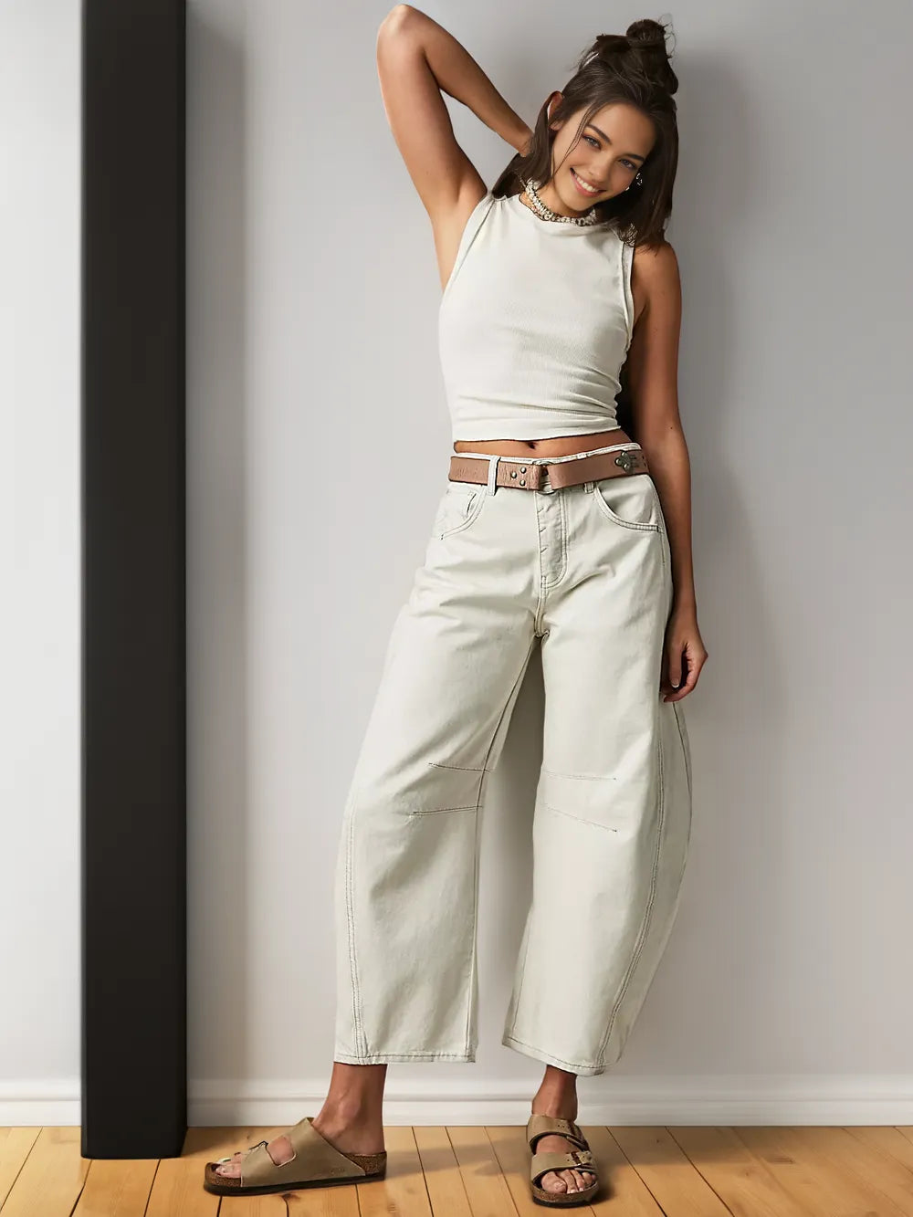 Chique Mid-Rise Barrel Jeans: Stijl & Comfort