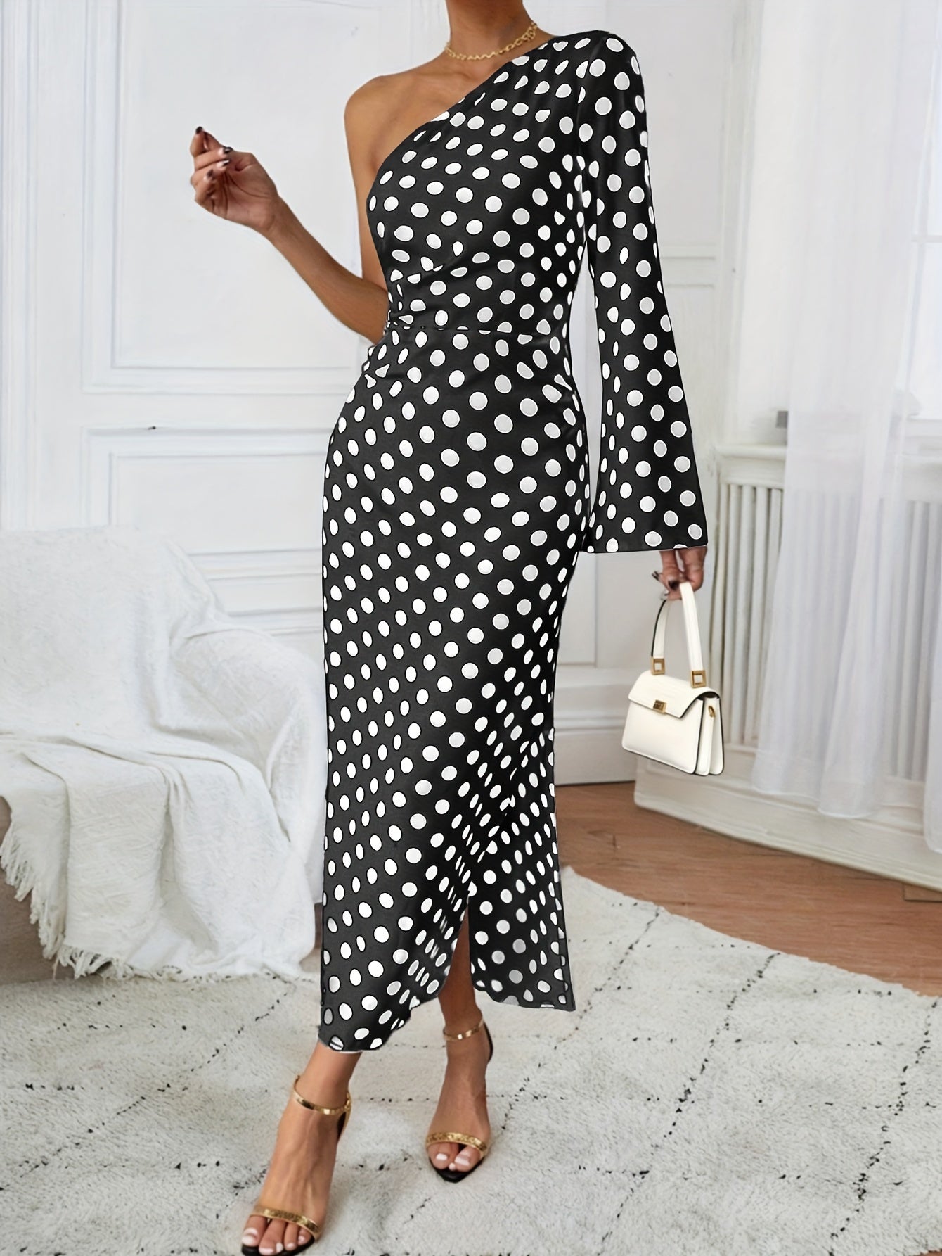 Wit Polka-Dot Jurk - Katharyn