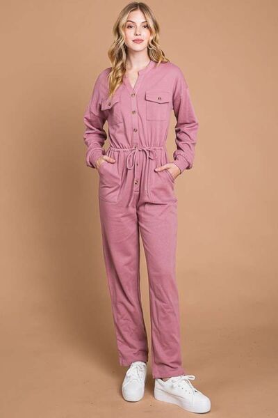 Stijlvolle Jumpsuit met Knopen & Trekkoord Taille