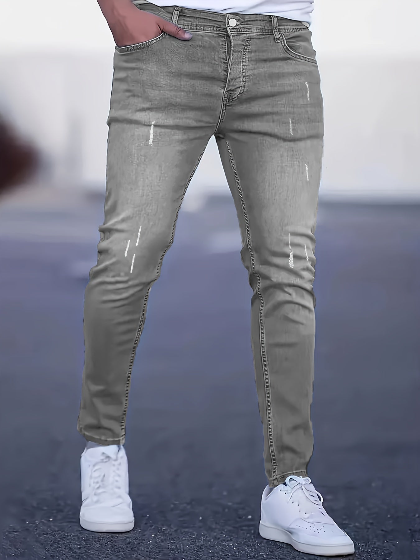 Gescheurde Skinny Jeans Helder Staalblauw - Alex