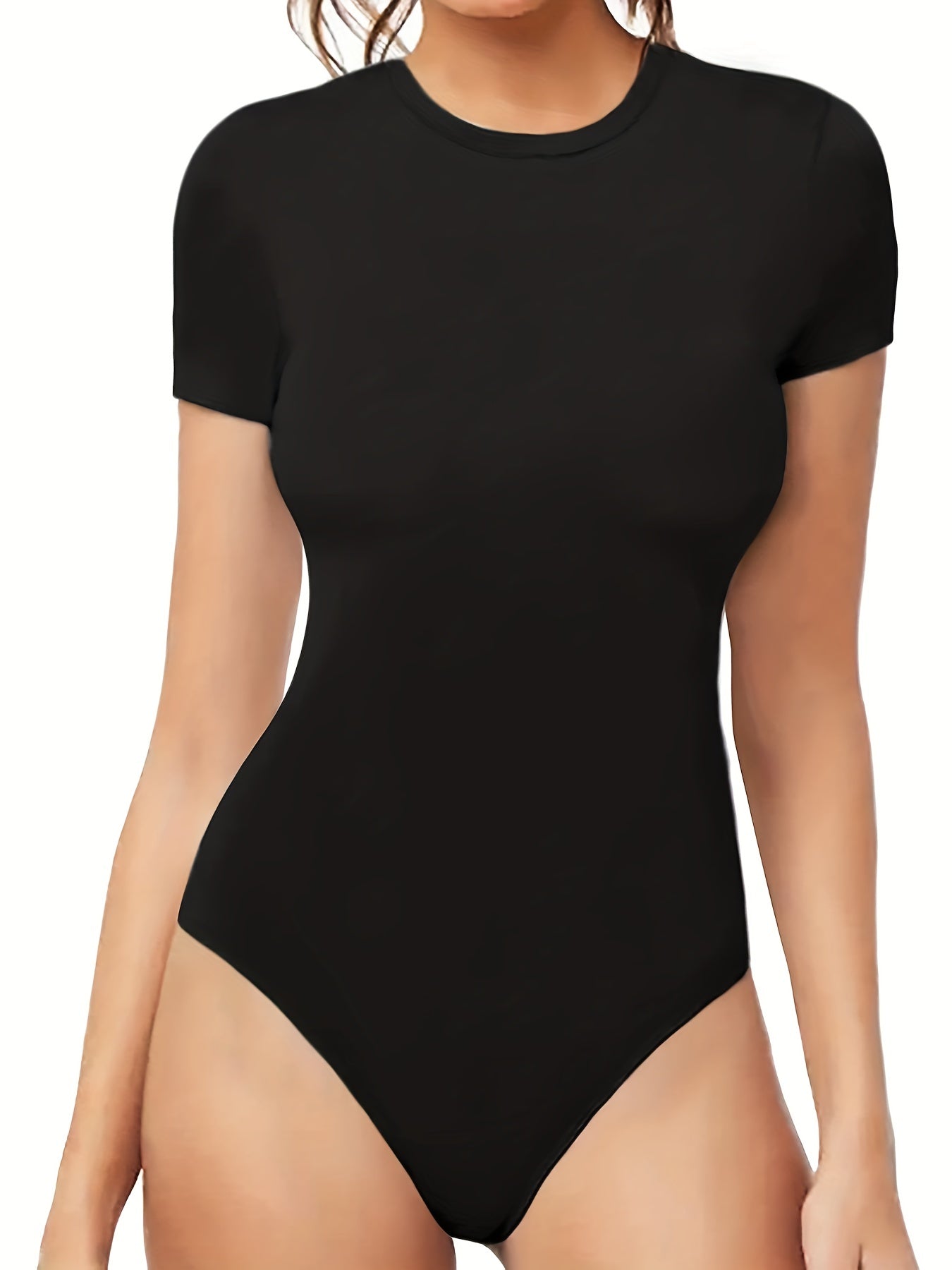 Zwarte Korte Mouw Bodysuit - Emma