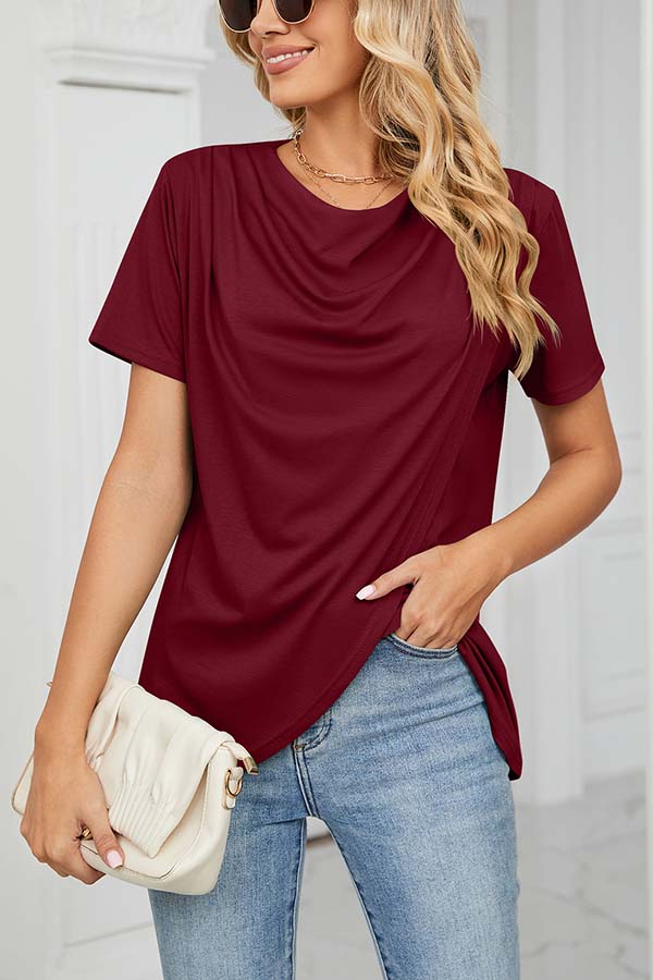 Chique Halswikkel T-shirt – Casual Elegantie