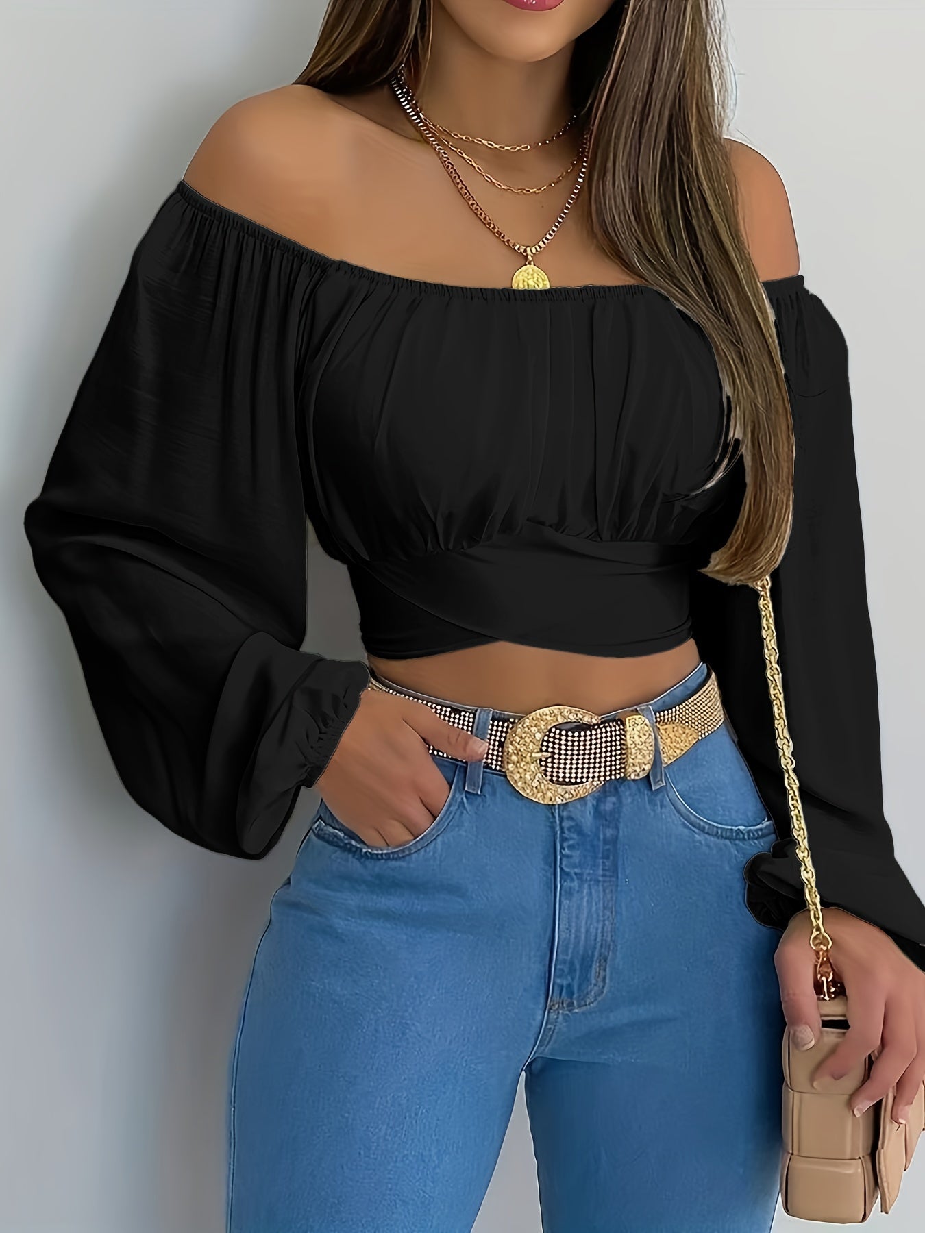 Witte Off Shoulder Crop Top - Luna