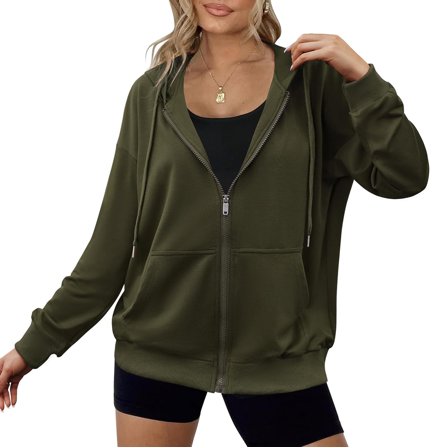 Dames Lichtgewicht Zip Hoodie: Stijlvol & Ruim