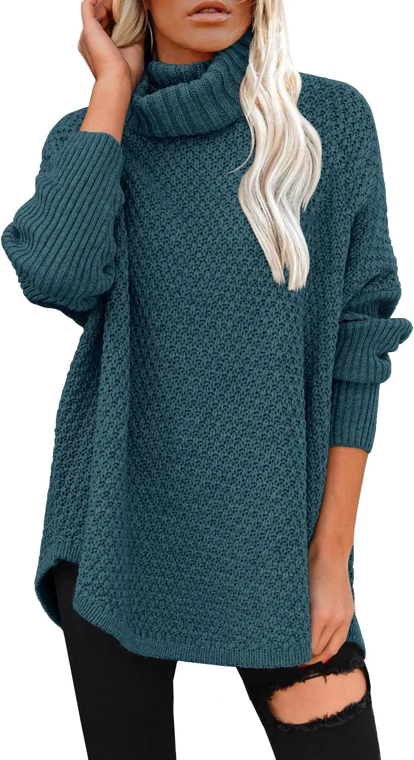 Gezellige Chic: Elegante Oversized Coltrui Gebreide Tuniek voor Vrouwen