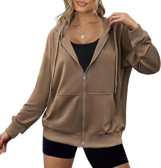 Dames Lichtgewicht Zip Hoodie: Stijlvol & Ruim