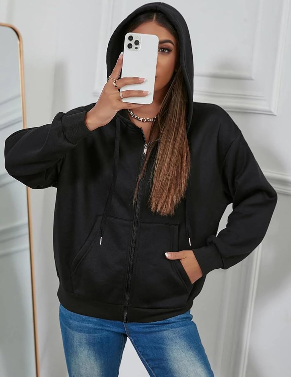 Dames Lichtgewicht Zip Hoodie: Stijlvol & Ruim